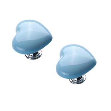 Imagem de Puxador de porta de cerâmica em forma de coração, 2 peças, puxador para quarto de menina grande e divertido, puxadores de decoração para armário/armário/guarda-roupa/gaveta/banheiro (estilo grande