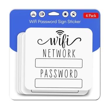 Imagem de United by Color Placa de senha Wi-Fi para casa (pacote com 4 – grande) – Placa adesiva forte Wifi – Usado em qualquer superfície de geladeira, porta de escritório, parede, AirBnb para convidados
