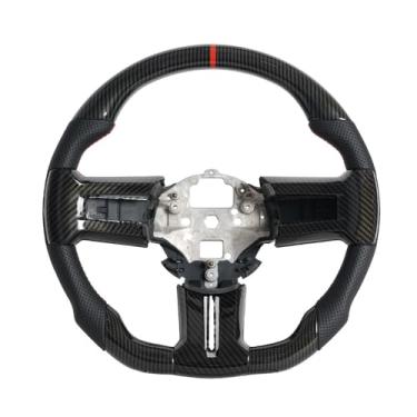 Imagem de JIANGGAI Volante Em Formato De D Com Fundo Plano, Fibra Carbono Imersão Hidráulica E Acabamento Reposição, Adequado Para Ford Mustang Gt500 2012-2014 (Sem Aquecimento)