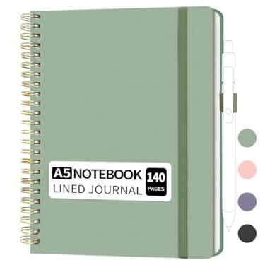 Imagem de YOXMJDB Caderno espiral forrado, caderno pequeno pautado universitário A5 com suporte para caneta, caderno de capa dura de 140 páginas para mulheres, caderno de tarefas para trabalho, Bíblia e reunião