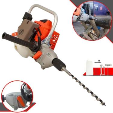 Imagem de Furadeira Robusta Vulcan Vf500 25,4cc 1hp 2 Tempos 10.000rpm À Combustão Com Alavanca Reversão e Engrenagem em Aço Temperado + 2 Brocas
