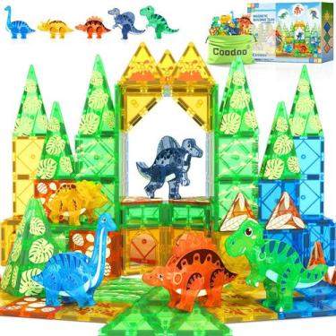 Imagem de Azulejos magnéticos Dinosaur Toys Coodoo 3D Movable Dinos Kids 3-7