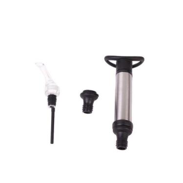 Imagem de Kit Vinho Com Bomba A Vácuo E Aerador Em Aço Inox Kenya Preto