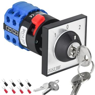 Imagem de Interruptor de chave de 3 posições, 20 A, 550 V, CA, 22 mm, interruptor rotativo de 2 vias com trava de chave, 8 terminais, interruptor de comutação 2 tipo dividido normalmente aberto