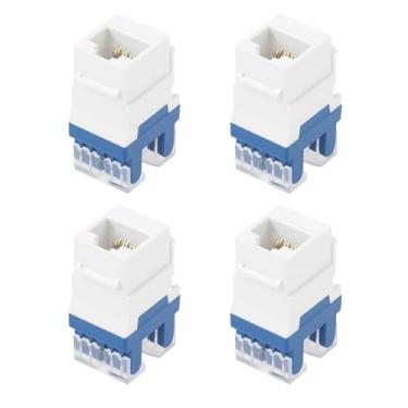 Imagem de ECSiNG 4 peças RJ45 CAT6 conectores modulares de rede sem blindagem para painéis de remendo placas de parede Keystone acoplador de encaixe