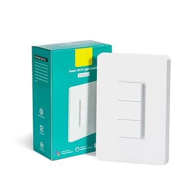 Imagem de Interruptor inteligente Zigbee sem necessidade de neutro interruptor de luz inteligente compatível com Alexa, SmartThings e funciona com Google Home 3Load branco