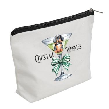 Imagem de WZJHCL Coquetel Weenies Bolsa de Maquiagem Dachshund Kit de Cosméticos Bolsa de Armazenamento para Cachorros Doxie Presente para Mãe, Coquetel Weenies, Tendência