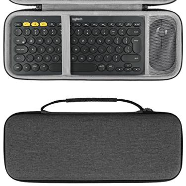 Imagem de Geekria Estojo rígido para transporte de viagem, compatível com Logitech K380s/K380 + M355/M350s, combo de bolsa de viagem protetora para teclado e mouse (cinza escuro)
