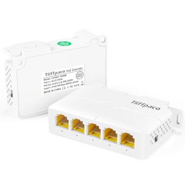 Imagem de Extensor/switch Gigabit PoE, repetidor divisor PoE de 5 portas, entrada de 90 W com saída de 30 a 60 W, 1000 Mbps, IEEE 802.3af/at/bt para câmeras IP/PTZ em sistemas de segurança, telefones IP e redes