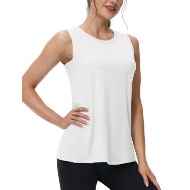 Imagem de Camiseta regata feminina MAGCOMSEN, respirável, branca, tamanho GG