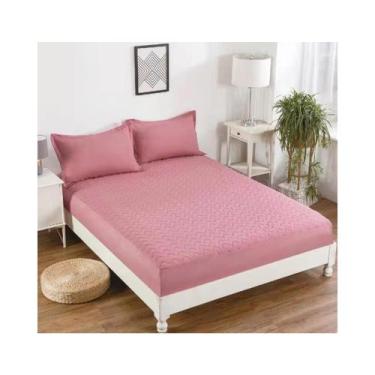 Imagem de Capa de colchão impermeável King Size 180x200cm - Rosa - Lightbek Offi