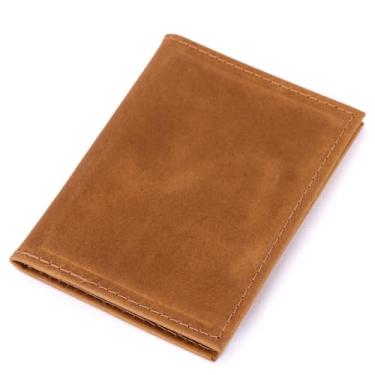 Imagem de Carteira masculina em couro genuíno com porta-identificação para carteira de identidade, carteira de motorista, registro de veículo e outros cartões (Caramelo)