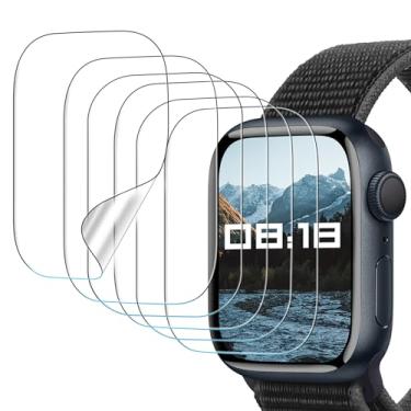 Imagem de Pacote com 6 protetores de tela para Apple Watch Series 10 de 46 mm - [absorção forte] [TPU flexível] [sem bolhas] iWatch proteção de substituição anti-arranhões HD transparente película macia