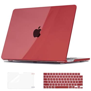 Imagem de Seanai Compatível com MacBook Air 13.6 cm 2025 2024 2023 2022 Capa M4 M3 M2 A3240 A3113 A2681, capa rígida de plástico para teclado película de tela para Mac Air 13.6 2025, borgonha
