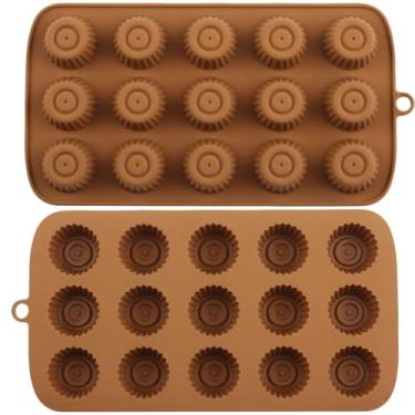 Imagem de EPYHREHM 15 moldes de copo de manteiga de amendoim cavidade molde circular de doces para doces de chocolate, geleia, conjunto de 2