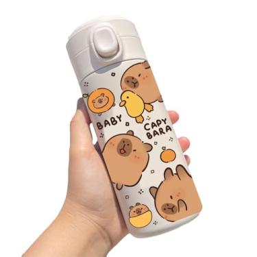 Imagem de Garrafa de água isolada de capivara de aço inoxidável de desenho animado garrafas isoladas de viagem garrafa de água esportiva infantil copo térmico para estudantes (5)
