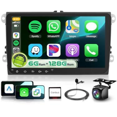 Imagem de Rádio estéreo 6G + 128G 5G WiFi para VW Golf 5 6 Passat Jetta Caddy EOS T5 Tiguan Polo, com DSP/32 EQ Wireless Carplay Android Auto, Sellrich 9 polegadas 1280P IPS Touchscreen Rádio + cabo de