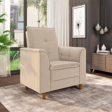 Imagem de Poltrona Para Sala Confortável Decorativa Londres Suede Bege