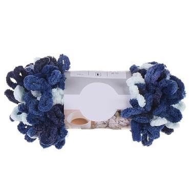 Imagem de Cerca de 95 g/novelo de fio de cobertor de dedo macio e fofo fio grosso de crochê azul 40 x 5 mm para artesanato artesanal feito à mão, sem necessidade de agulhas ou ganchos