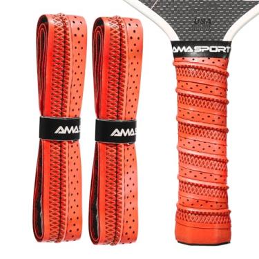 Imagem de AMA SPORT Pacote com 2 fitas de aderência Pickleball para raquetes de pickleball, aderência antiderrapante, fácil instalação e desempenho de longa duração (laranja)