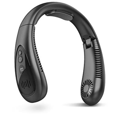 Imagem de Ventilador de Pescoço Portátil com Bateria 5000mAh Operado por Recarregável via USB 3 Velocidades Design Fone Ouvido Sem Lâmina Hands-Free para Casa E