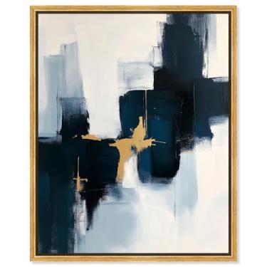 Imagem de Art Remedy Abstratos de lona abstratos marés azuis, moldura dourada, 50,8 cm x 61 cm