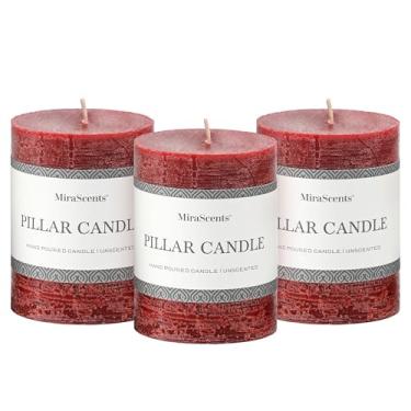 Imagem de Conjunto de 3 velas de pilar de 7 x 10 cm - velas sem cheiro derramadas à mão, queima longa e limpa, vela grande grande, sem fumaça para mesa de jantar, casamento, casa, banheiro, decoração rústica