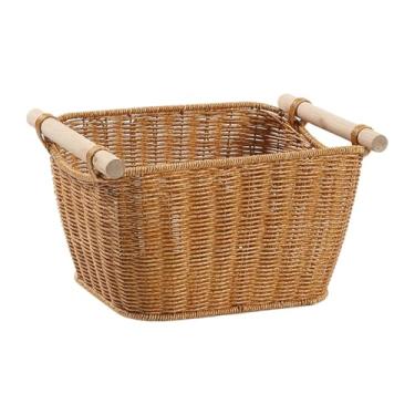 Imagem de KiBcsLic Cesto de vime sintético, organizador, cesto decorativo, trançado para casa, cozinha e mesa de centro.