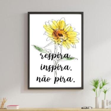 Imagem de Quadro Decorativo Girassol Inspira Respira Moldura Preta
