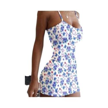 Imagem de Vestido Slip Floral plus Size Sem Costas Verão Sexy Slim Mini Vestido 