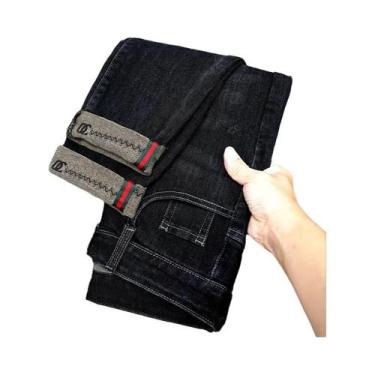 Imagem de Calça Jeans Unissex Slim Fit Stretch Rasgada Reta Casual Moda Outono V