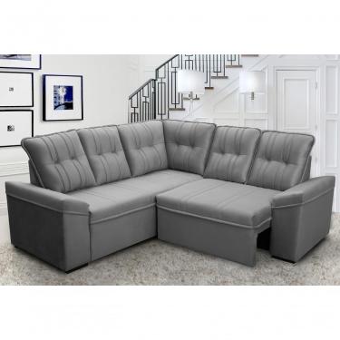 Imagem de Sofá Canto London Cinza Suede Velut - King House