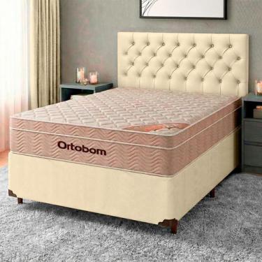 Imagem de Conjunto Cama Box Perola Casal + Colchão Molas Ensacadas Airtech Ortob