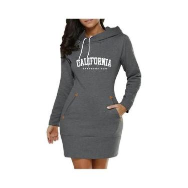 Imagem de Vestido Feminino De Manga Comprida Com Capuz, Estampa De Moda Da Calif