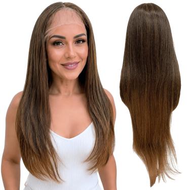 Imagem de Peruca front lace HD orgânica futura castanho claro T2/27