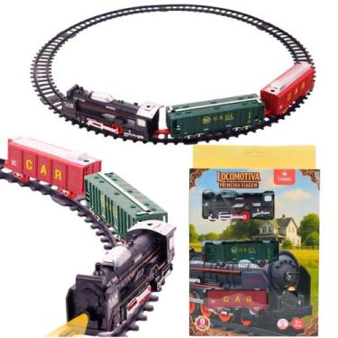 Imagem de Trem Locomotiva 2 Vagões Trenzinho Luz e Som Castela