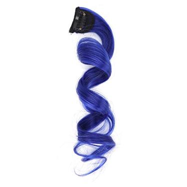 Imagem de Extensões de cabelo, peruca em destaque cinza extensão de cabelo roxo encaracolado pendurado orelha tingimento ondulado peruca vermelha para meninas para festa no dia a dia