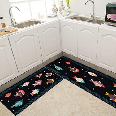 Imagem de Tapete de cozinha (1 peça), tapete de cozinha acolchoado antifadiga, tapetes e tapetes de cozinha à prova de manchas, lavável, conjunto de tapetes de cozinha de espuma de memória, para cozinha, escritório 60 x 89 cm