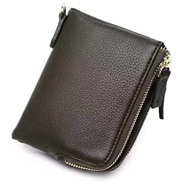 Imagem de Carteira feminina pequena de couro genuíno com zíper bolsa de moeda curta de luxo bolso duplo, verde exército, 12x2x9cm, atualizado1