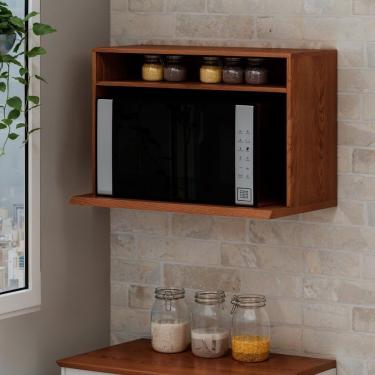 Imagem de Armário Nicho Aéreo Para Micro-ondas 100% Mdf Com Detalhes Em 45 Graus Canela