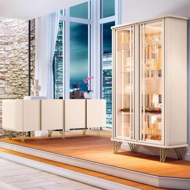 Imagem de Buffet Aparador Saluti Com Cristaleira évora Off White - Hb Móveis