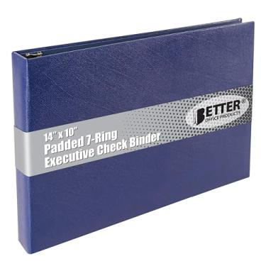 Imagem de Pasta de verificação executiva com 7 anéis com bolsa de zíper, capa texturizada azul, para 22,88 x 33,04 cm 3 por página verificações comerciais, 600 porta-talão de cheques com capacidade de cheques, da Better Office Products