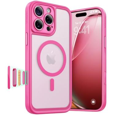 Imagem de Maledan Capa para iPhone 16 Pro Max, capa magnética amortecedora para iPhone 16 Pro Max, compatível com MagSafe [proteção da câmera] [proteção contra quedas de 15 pés] capa de telefone à prova de