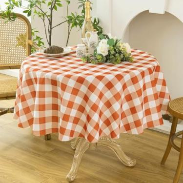 Imagem de Essifunia Toalha de mesa xadrez à prova d'água – Toalha de mesa redonda clássica xadrez de 127 cm para uso interno/externo – Capa de mesa Buffalo para piqueniques, churrascos e festas