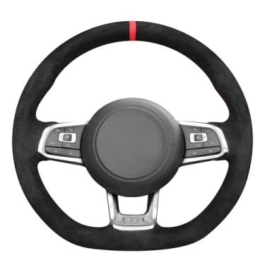 Imagem de MEWANT Capa de volante costurada à mão para Golf 7 GTI 2013-2020/Polo GTI 5/6 2014-2021/Arteon/Tiguan/Touran/T-ROC/Jetta/Passat/Passat Variant