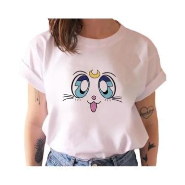 Imagem de Camiseta Feminina Estilo Harajuku Anos 90 Com Estampa De Gato Kawaii, 