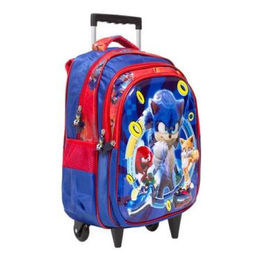 Imagem de Mochila Infantil Azul Sonic Rodinha Escolar Envio Imediato - TOYS 2U