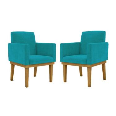 Imagem de Kit 2 Cadeiras Recepção Reforçadas Poltrona azul Turquesa