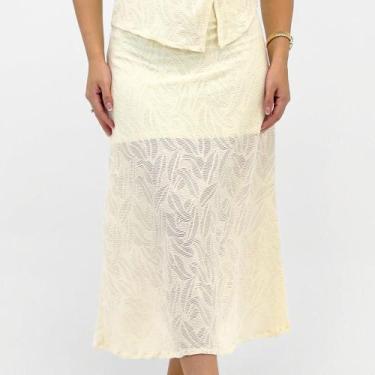 Imagem de Saia Enfim Midi em Renda Feminina, P, Off white