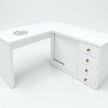 Imagem de Mesa Nails Ellegance em L 117x150 cm com aspirador - Venturi, 110V